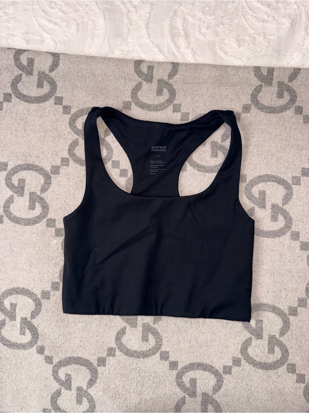 girlfriend collective Black Racerback Sports Bra Crop